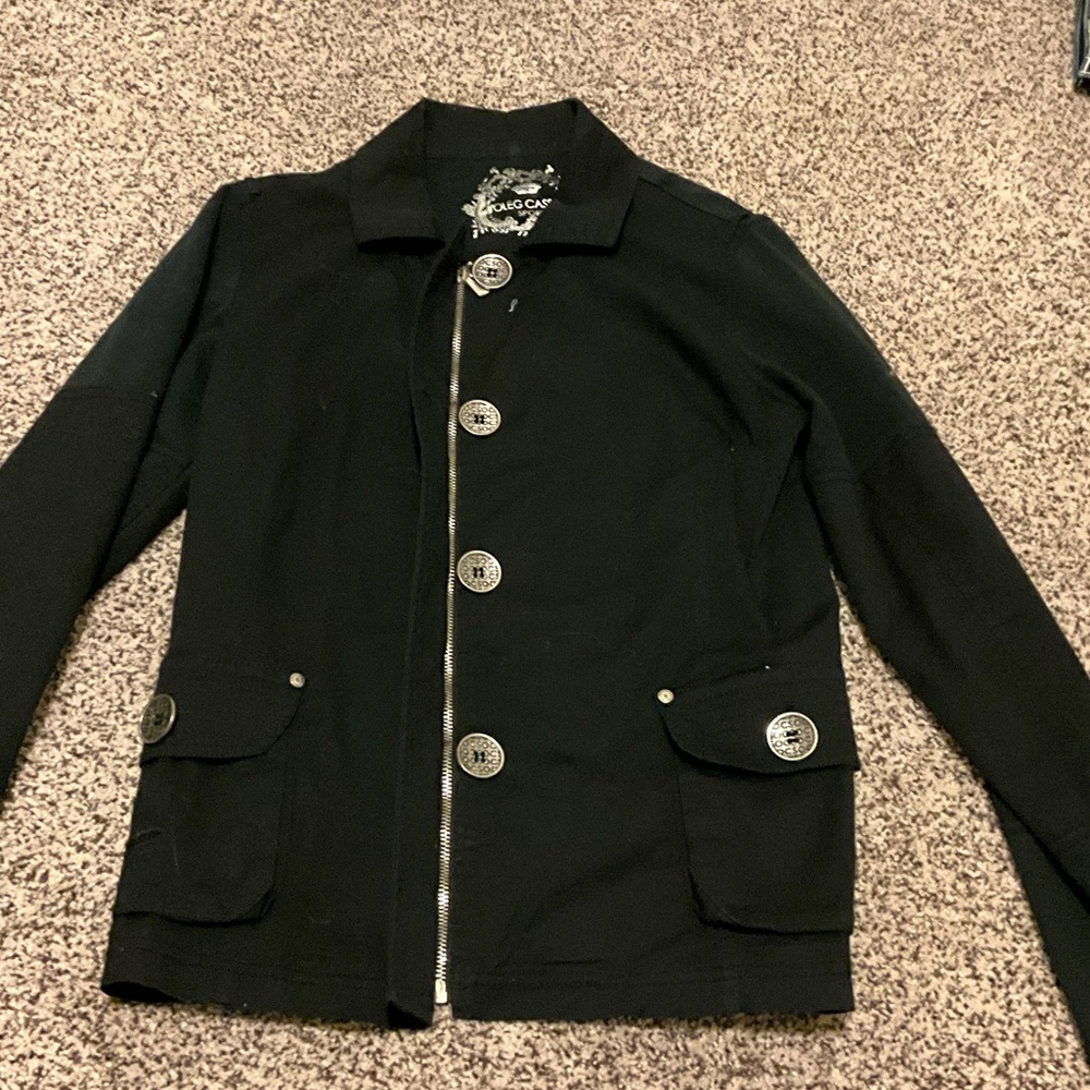 Oleg Cassini Black Utility Jacket light weight - Picture 2 of 3